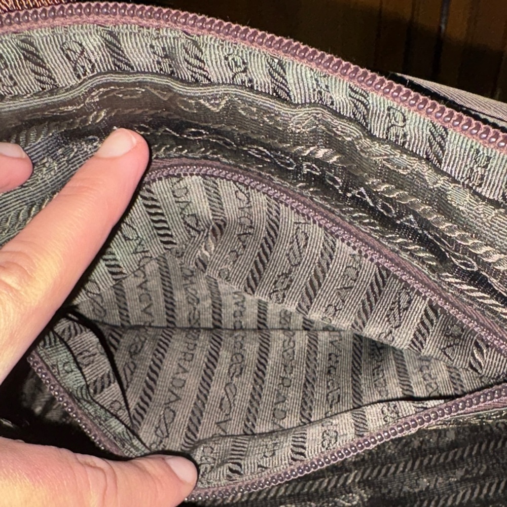 Prada Black Nylon Handbag with Brown Straps - Picture 9 of 11